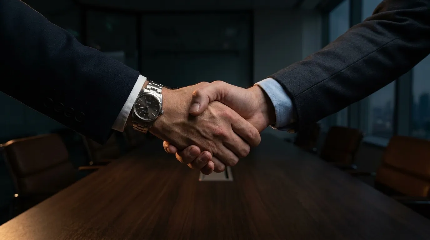 Business professionals shaking hands
