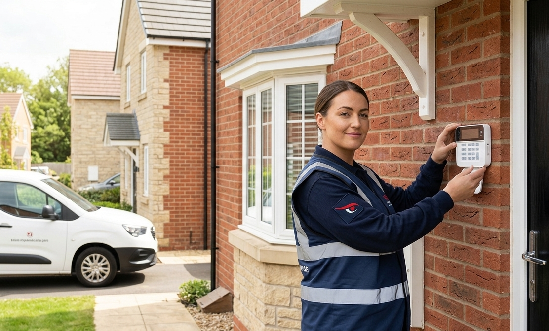 Intruder alarm control panel and security keypad installation